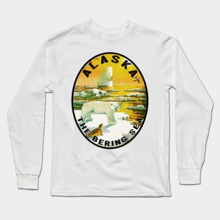 Bering Sea Alaska Polar Bear Seal Iceberg Vintage Travel Long Sleeve T-Shirt